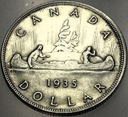 Kanada 1 dolar 1935 Jerzy V Kanoe kanu SREBRO