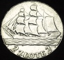 2 zł złote 1936 Żaglowiec Żaglówka Statek SREBRO