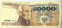 1989 50000 zł złotych Staszic seria AW
