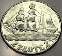 2 zł złote 1936 Żaglowiec Żaglówka Statek SREBRO
