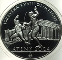 10 zł złotych 2004 Ateny Igrzyska Olimpiady szermierka SREBRO