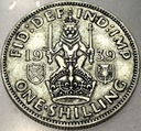 Anglia UK 1 szyling shilling 1939 Jerzy VI George SREBRO