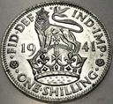 Anglia UK 1 szyling shilling 1941 Jerzy VI George SREBRO