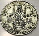 Anglia UK 1 szyling shilling 1943 Jerzy VI George SREBRO