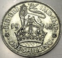Anglia UK 1 szyling shilling 1945 Jerzy VI George SREBRO