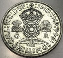 Anglia UK 2 szylingi shillings 1944 Jerzy VI George SREBRO