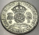 Anglia UK 2 szylingi shillings 1945 Jerzy VI George SREBRO