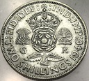 Anglia UK 2 szylingi shillings 1946 Jerzy VI George SREBRO