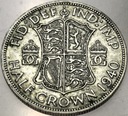 Anglia UK pół korony half crown 1940 Jerzy VI George SREBRO