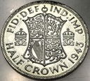 Anglia UK pół korony half crown 1943 Jerzy VI George SREBRO
