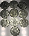 Anglia UK zestaw LOT 10x pół korony half crown 1946 Jerzy VI George SREBRO