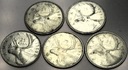 Kanada zestaw 5x 25 centów 1950-1968 Renifer Karibu Jeleń SREBRO