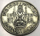 Anglia UK 1 szyling shilling 1939 Jerzy VI George SREBRO