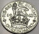 Anglia UK 1 szyling shilling 1942 Jerzy VI George SREBRO