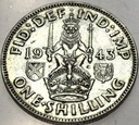 Anglia UK 1 szyling shilling 1943 Jerzy VI George SREBRO