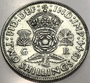 Anglia UK 2 szylingi shillings 1944 Jerzy VI George SREBRO