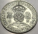 Anglia UK 2 szylingi shillings 1945 Jerzy VI George SREBRO