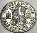 Anglia UK pół korony half crown 1938 Jerzy VI George SREBRO