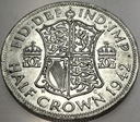 Anglia UK pół korony half crown 1942 Jerzy VI George SREBRO