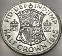 Anglia UK pół korony half crown 1945 Jerzy VI George SREBRO
