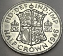Anglia UK pół korony half crown 1946 Jerzy VI George SREBRO