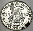Anglia UK 1 szyling shilling 1942 Jerzy VI George SREBRO