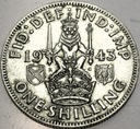 Anglia UK 1 szyling shilling 1943 Jerzy VI George SREBRO