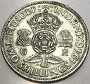 Anglia UK 2 szylingi shillings 1946 Jerzy VI George SREBRO