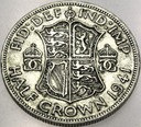 Anglia UK pół korony half crown 1941 Jerzy VI George SREBRO