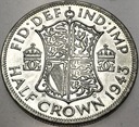 Anglia UK pół korony half crown 1943 Jerzy VI George SREBRO