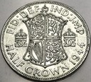 Anglia UK pół korony half crown 1944 Jerzy VI George SREBRO