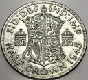 Anglia UK pół korony half crown 1945 Jerzy VI George SREBRO