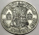 Anglia UK pół korony half crown 1946 Jerzy VI George SREBRO