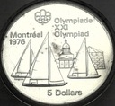 Kanada 5 Dolarów 1973 Montreal Żaglówki SREBRO