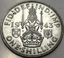 Anglia UK 1 szyling shilling 1943 Jerzy VI George SREBRO
