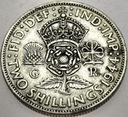 Anglia UK 2 szylingi shillings 1944 Jerzy VI George SREBRO