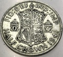 Anglia UK pół korony half crown 1941 Jerzy VI George SREBRO