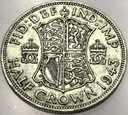 Anglia UK pół korony half crown 1943 Jerzy VI George SREBRO