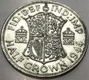 Anglia UK pół korony half crown 1944 Jerzy VI George SREBRO