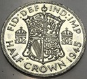 Anglia UK pół korony half crown 1945 Jerzy VI George SREBRO