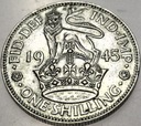 Anglia UK 1 szyling shilling 1945 Jerzy VI George SREBRO