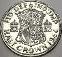Anglia UK pół korony half crown 1944 Jerzy VI George SREBRO