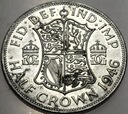 Anglia UK pół korony half crown 1946 Jerzy VI George SREBRO