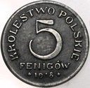Królestwo Polskie 5 Fenigów 1918 niemiecka okupacja