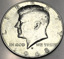 USA 1/2 dolara Half Dollar 1968 D Kennedy JFK Liberty SREBRO