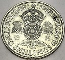 Anglia UK 2 szylingi shillings 1945 Jerzy VI George SREBRO