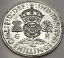 Anglia UK 2 szylingi shillings 1945 Jerzy VI George SREBRO