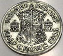 Anglia UK pół korony half crown 1943 Jerzy VI George SREBRO
