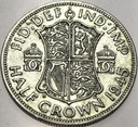 Anglia UK pół korony half crown 1945 Jerzy VI George SREBRO