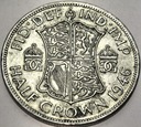 Anglia UK pół korony half crown 1946 Jerzy VI George SREBRO